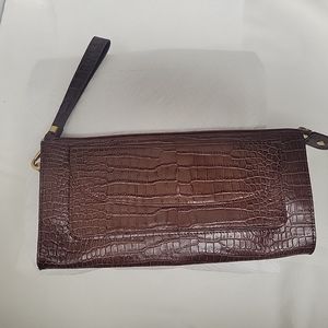 Talbots large Brown leather wristlet